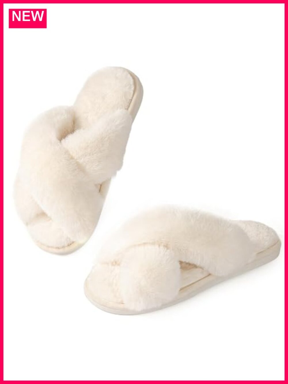 Women's Fuzzy Slippers Memory Foam Open Toe Anti-Slip Indoor Outdoor House